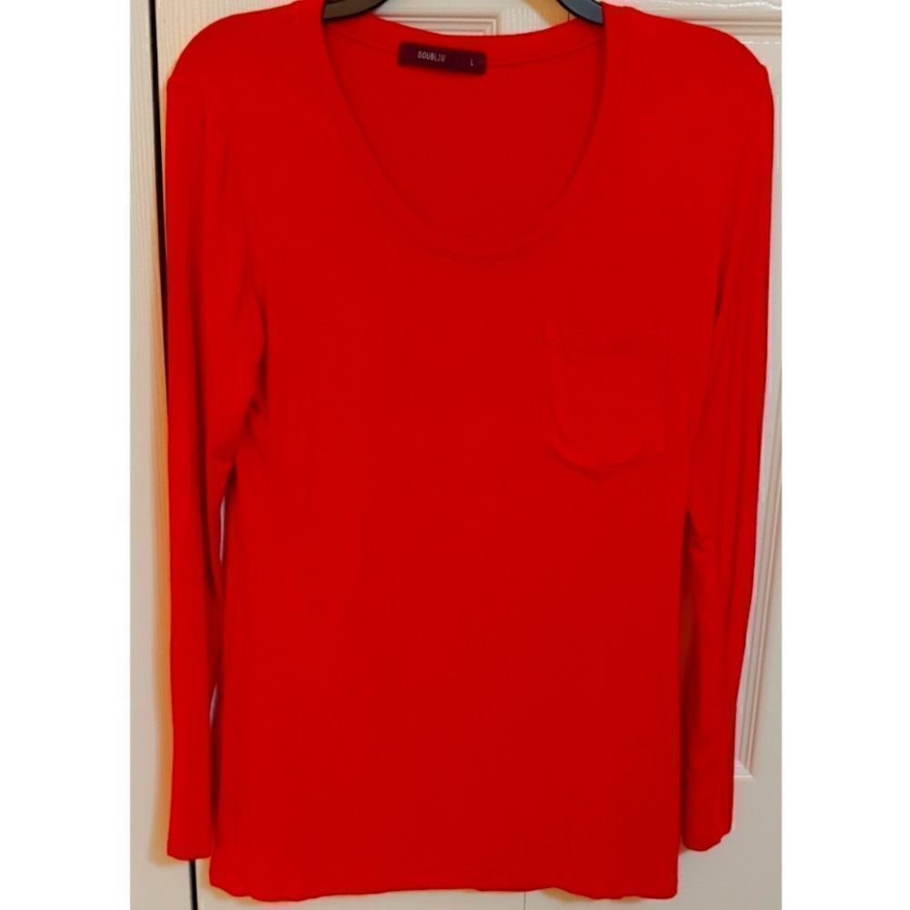 Women's Red Long Sleeved Tee by Doublju Size L EUC